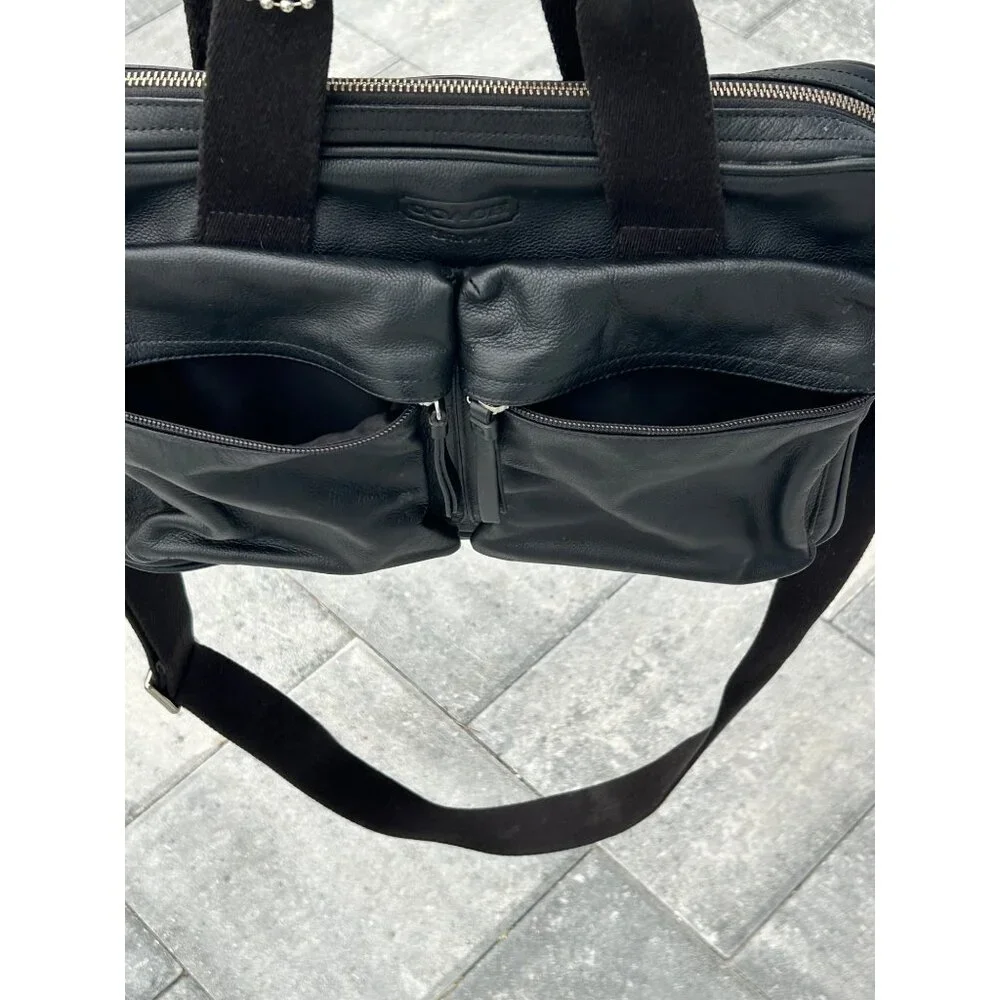 Coach Black Pebble Leather Commuter Laptop Bag Briefcase Unisex Crossbody